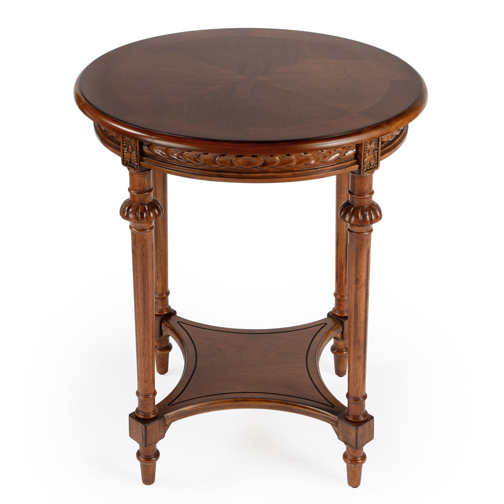 Butler Specialty Company - Hellinger 24 in. W Round Wood End Table with Lower Shelf, Medium Brown - 6162101