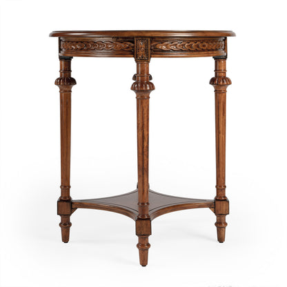 Butler Specialty Company - Hellinger 24 in. W Round Wood End Table with Lower Shelf, Medium Brown - 6162101