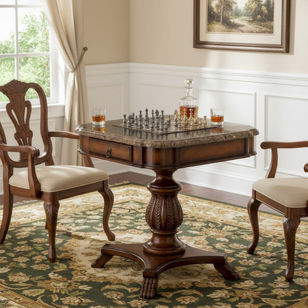 Butler Specialty Company - Heritage - Carlyle 30 in. W Square Fossil Stone Square Game Table, Multi-Color - 506070 view 6