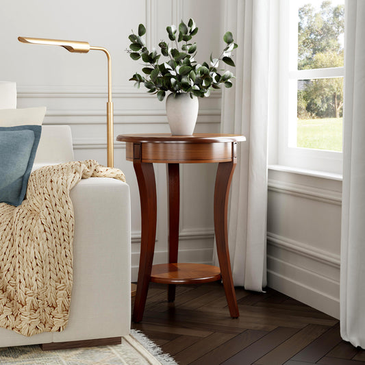 Butler Specialty Company - Holdin 18 in. W Round Wood Side Table, Medium Brown - 992101