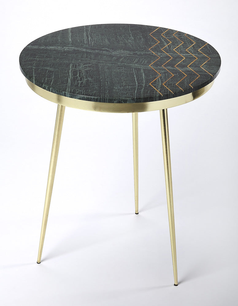 Butler Specialty Company - Hollings Green Marble & Brass Side Table, Green - 5402025_CLOSEOUT
