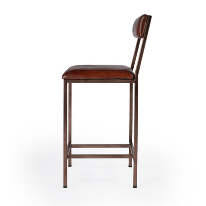 Butler Specialty Company - Houston 24" Leather Counter Stool, Medium Brown - 5623344