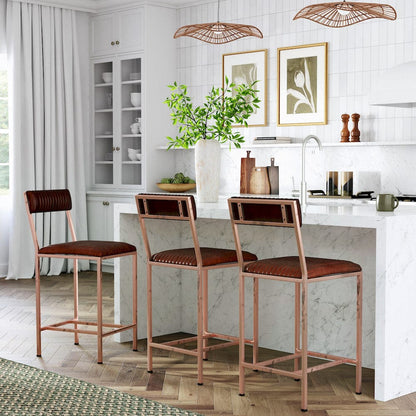 Butler Specialty Company - Houston 24" Leather Counter Stool, Medium Brown - 5623344 view 7