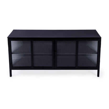 Butler Specialty Company - Hoxton 52 in. W Ribbed Glass & Iron 2 Door TV Stand, Black - 5703025