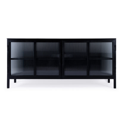 Butler Specialty Company - Hoxton 52 in. W Ribbed Glass & Iron 2 Door TV Stand, Black - 5703025
