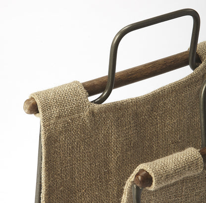 Butler Specialty Company - Idaho Burlap & Metal Magazine Basket, Beige - 5354140