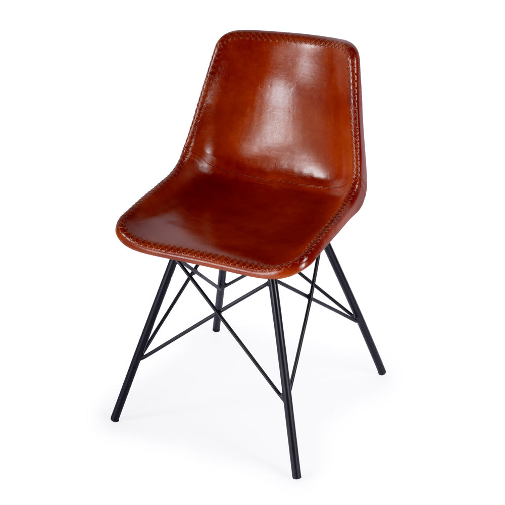 Butler Specialty Company - Inland 18 in. Seat Height Upholstered Leather & Metal Side Chair with Back, Brown - 3673344
