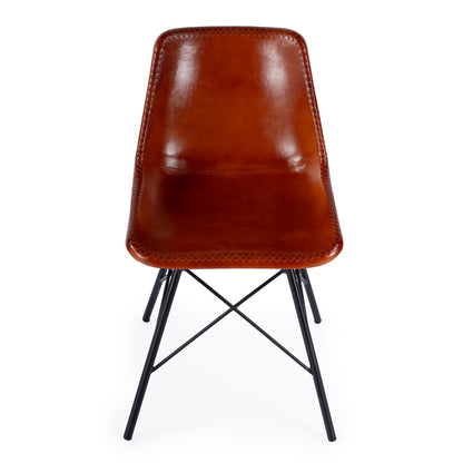 Butler Specialty Company - Inland 18 in. Seat Height Upholstered Leather & Metal Side Chair with Back, Brown - 3673344