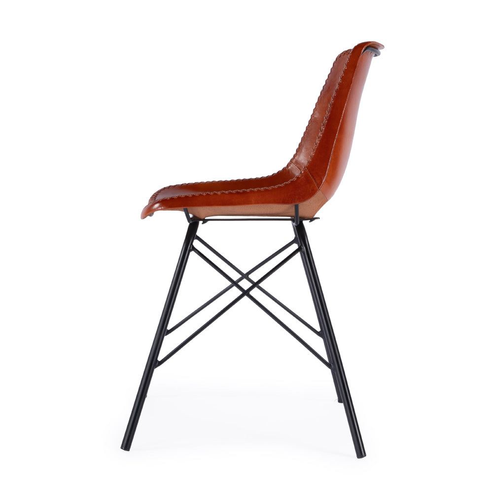 Butler Specialty Company - Inland 18 in. Seat Height Upholstered Leather & Metal Side Chair with Back, Brown - 3673344