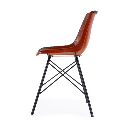 Butler Specialty Company - Inland 18 in. Seat Height Upholstered Leather & Metal Side Chair with Back, Brown - 3673344