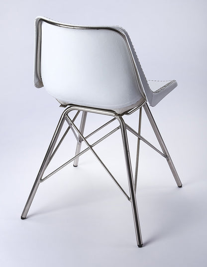Butler Specialty Company - Inland 18 in. Seat Height Upholstered Leather & Metal Side Chair with Back, White - 3673411_CLOSEOUT