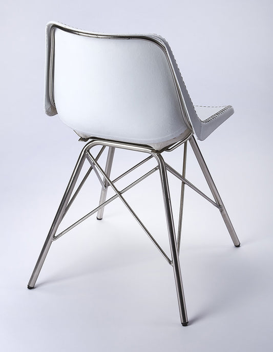 Butler Specialty Company - Inland 18 in. Seat Height Upholstered Leather & Metal Side Chair with Back, White - 3673411_CLOSEOUT