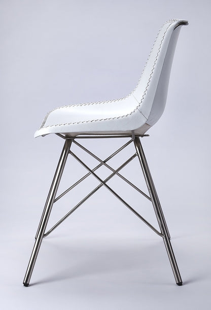 Butler Specialty Company - Inland 18 in. Seat Height Upholstered Leather & Metal Side Chair with Back, White - 3673411_CLOSEOUT