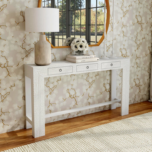 Butler Specialty Company - Artifacts - Janta 55.5 in. W Rectangular Wood 3 Drawer Console Table, White - 2069290_CLOSEOUT