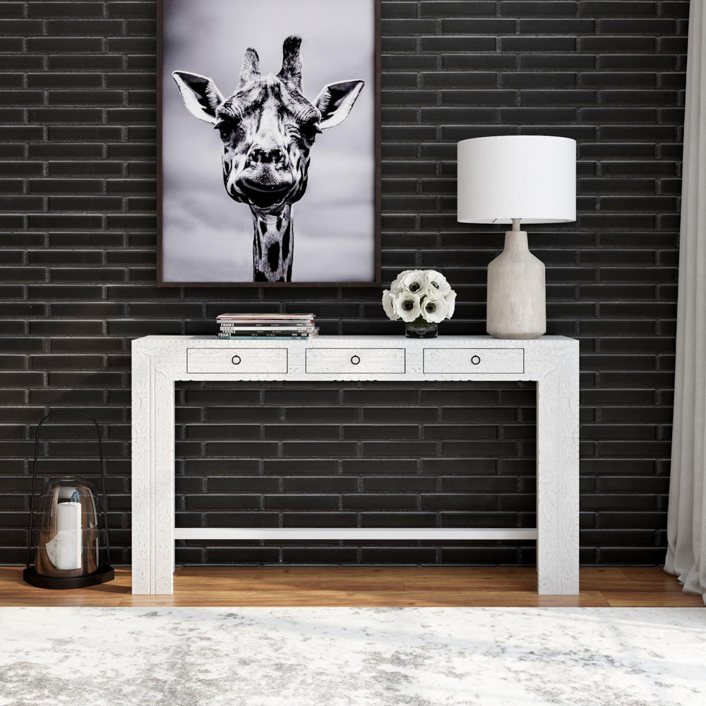 Butler Specialty Company - Artifacts - Janta 55.5 in. W Rectangular Wood 3 Drawer Console Table, White - 2069290_CLOSEOUT