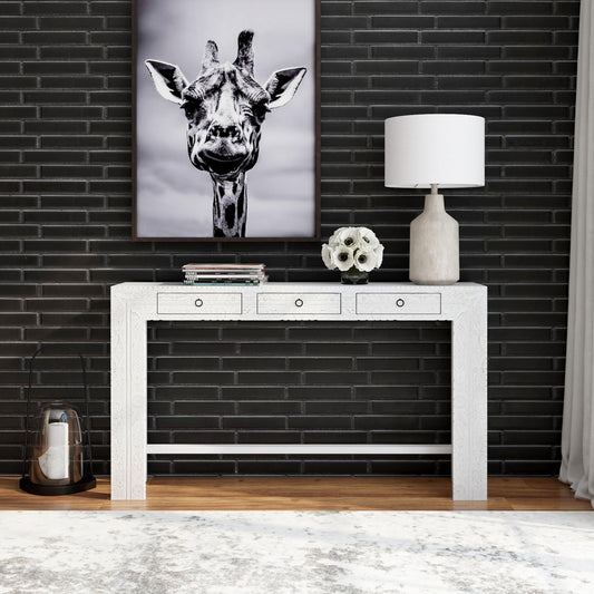 Butler Specialty Company - Artifacts - Janta 55.5 in. W Rectangular Wood 3 Drawer Console Table, White - 2069290_CLOSEOUT