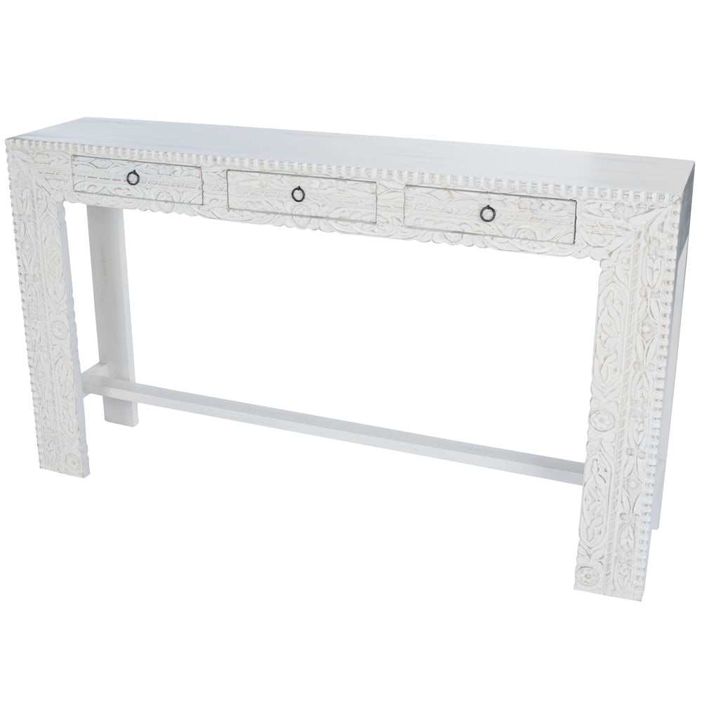 Butler Specialty Company - Artifacts - Janta 55.5 in. W Rectangular Wood 3 Drawer Console Table, White - 2069290_CLOSEOUT