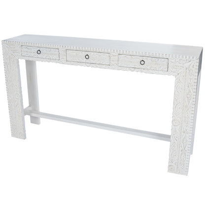Butler Specialty Company - Artifacts - Janta 55.5 in. W Rectangular Wood 3 Drawer Console Table, White - 2069290_CLOSEOUT