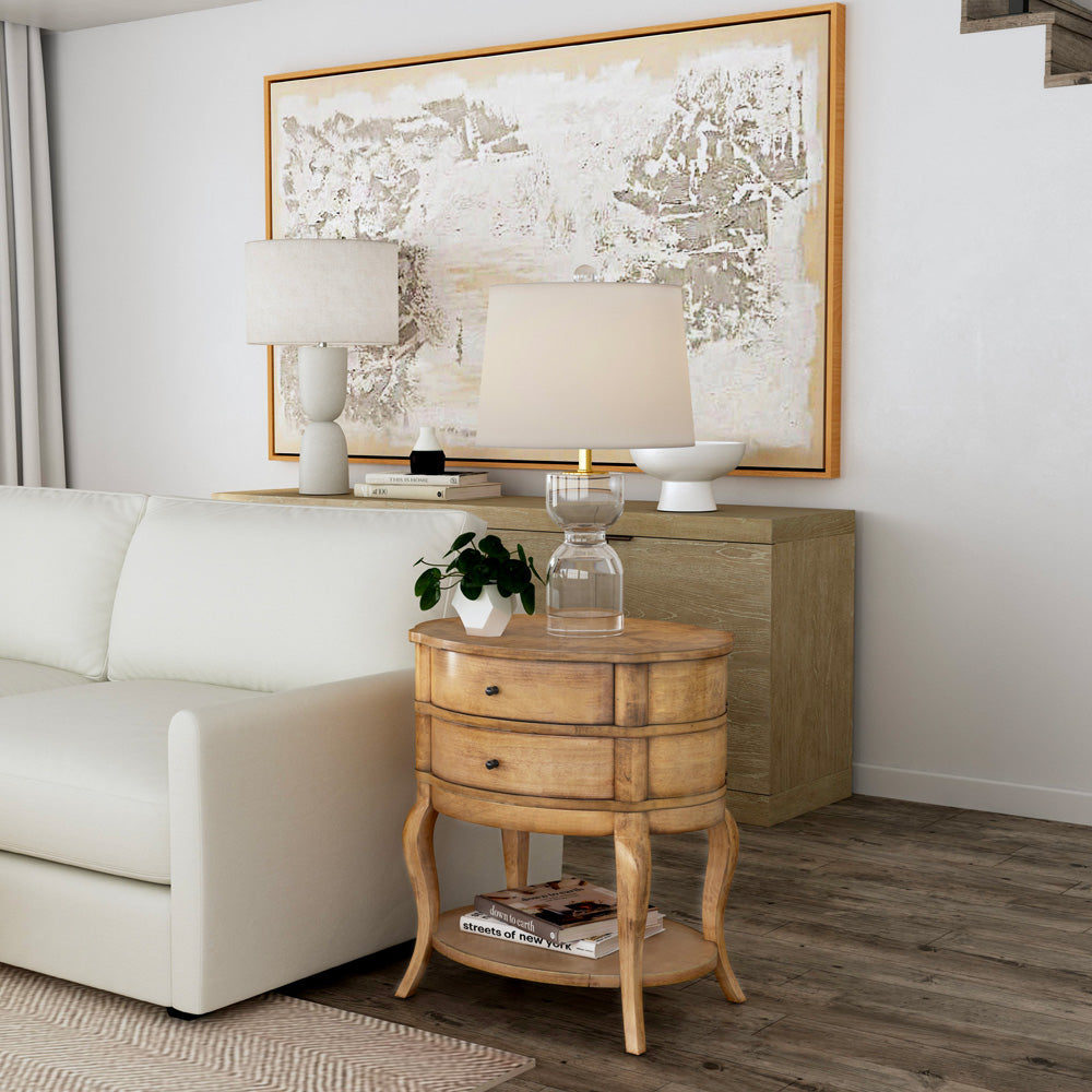Butler Specialty Company - Jarvis 24 in. W Oval Wood 2-Drawer Side Table, Beige - 515424