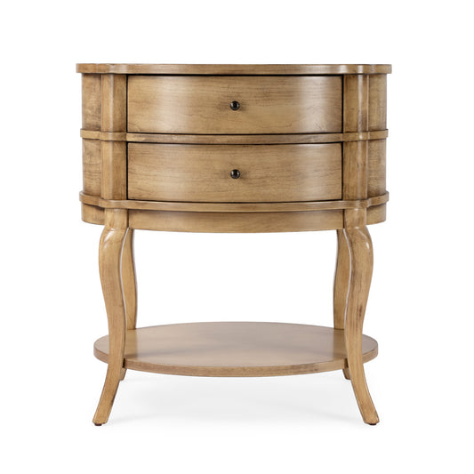 Butler Specialty Company - Jarvis 24 in. W Oval Wood 2-Drawer Side Table, Beige - 515424