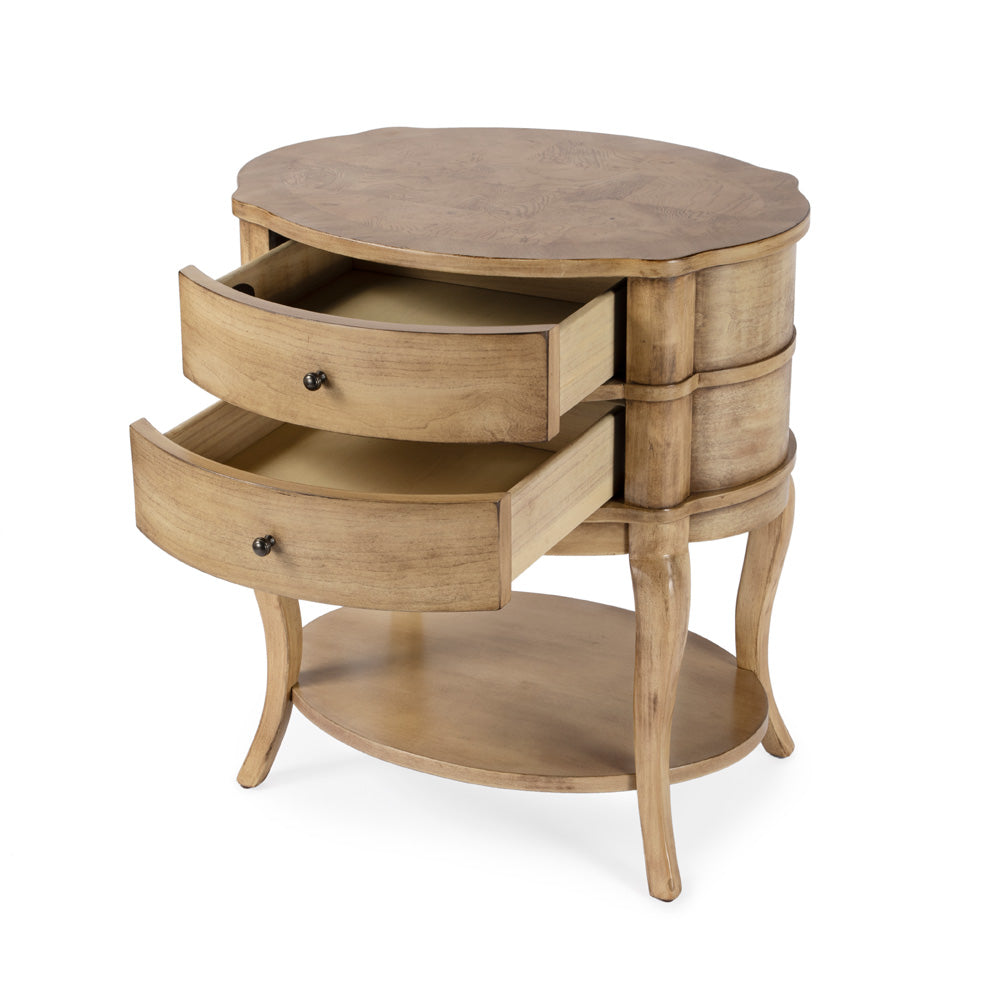 Butler Specialty Company - Jarvis 24 in. W Oval Wood 2-Drawer Side Table, Beige - 515424