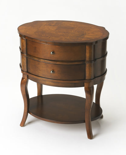 Butler Specialty Company - Jarvis 24 in. W Oval Wood 2-Drawer Side Table, Medium Brown - 515040