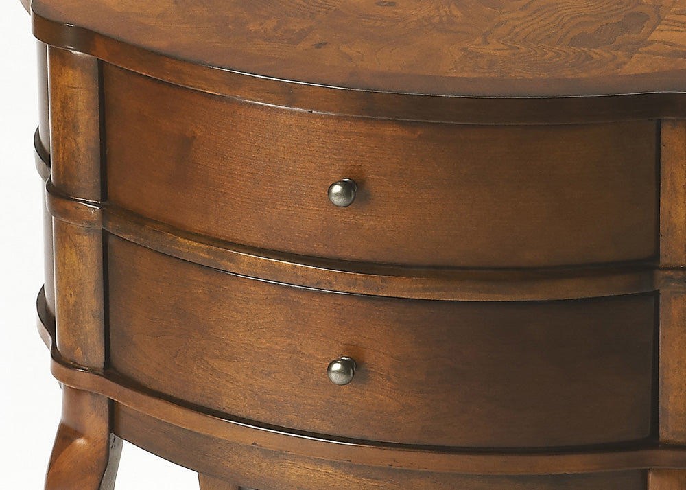 Butler Specialty Company - Jarvis 24 in. W Oval Wood 2-Drawer Side Table, Medium Brown - 515040