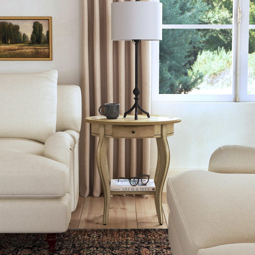Butler Specialty Company - Jeanette 24.5 in. W Oval Wood 1 Drawer Side Table, Beige - 532424 view 6