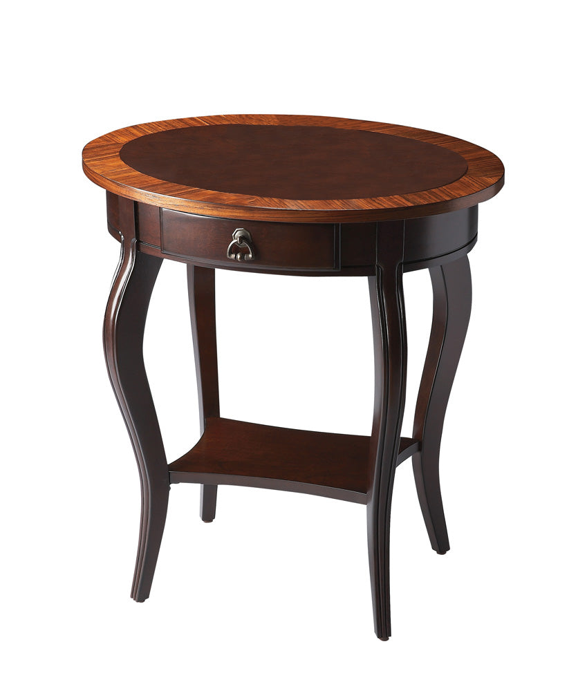 Butler Specialty Company - Jeanette 24.5 in. W Oval Wood 1 Drawer Side Table, Dark Brown - 532211