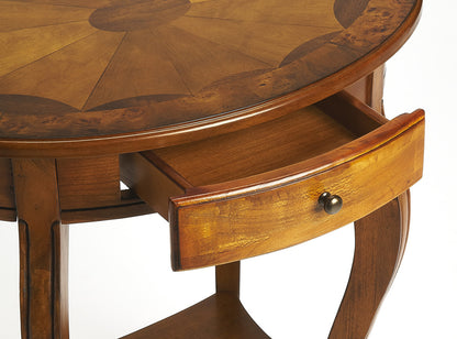 Butler Specialty Company - Jeanette 24.5 in. W Oval Wood 1 Drawer Side Table, Medium Brown - 532101