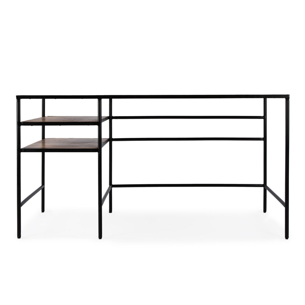 Butler Specialty Company - Jensen 55 in. W Rectangular Wood & Iron Writing Desk with Open Shelf Storage, Light Brown - 5686330_CLOSEOUT