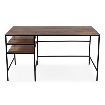 Butler Specialty Company - Jensen 55 in. W Rectangular Wood & Iron Writing Desk with Open Shelf Storage, Light Brown - 5686330_CLOSEOUT