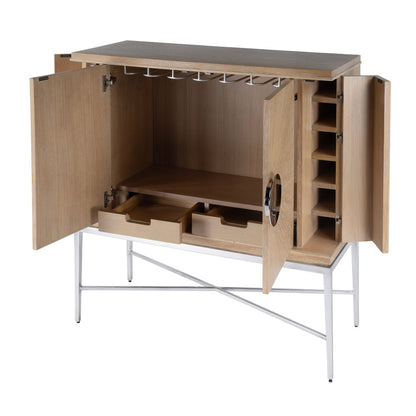 Butler Specialty Company - Joanie 40 in. W Wood & Metal 2 Door Wine Cabinet, Tan/Beige - 5773070_CLOSEOUT