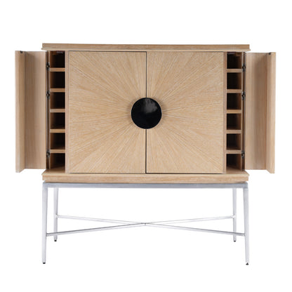 Butler Specialty Company - Joanie 40 in. W Wood & Metal 2 Door Wine Cabinet, Tan/Beige - 5773070_CLOSEOUT