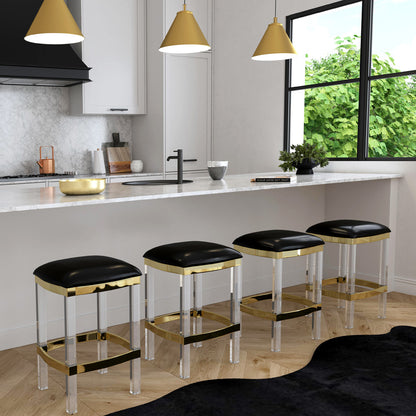 Butler Specialty Company - Jordan Acrylic & Leather 24" Counter Stool, Black - 5322034