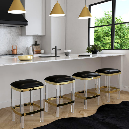 Butler Specialty Company - Jordan Acrylic & Leather 24" Counter Stool, Black - 5322034
