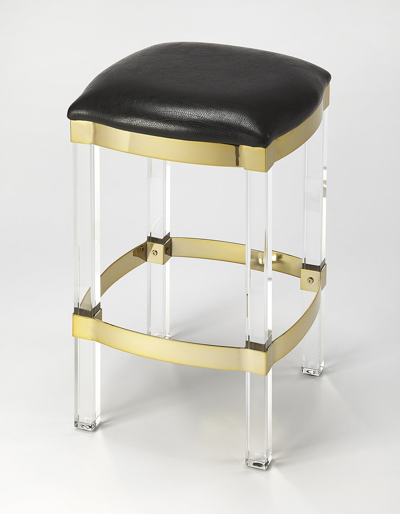 Butler Specialty Company - Jordan Acrylic & Leather 24" Counter Stool, Black - 5322034