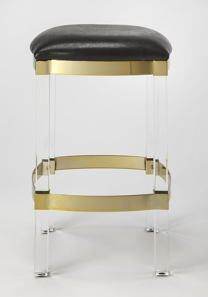 Butler Specialty Company - Jordan Acrylic & Leather 24" Counter Stool, Black - 5322034