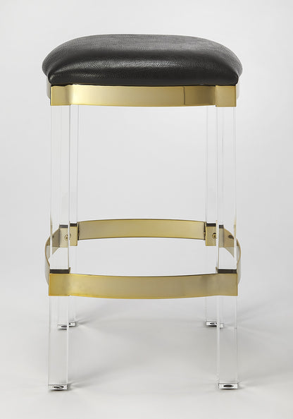 Butler Specialty Company - Jordan Acrylic & Leather 24" Counter Stool, Black - 5322034