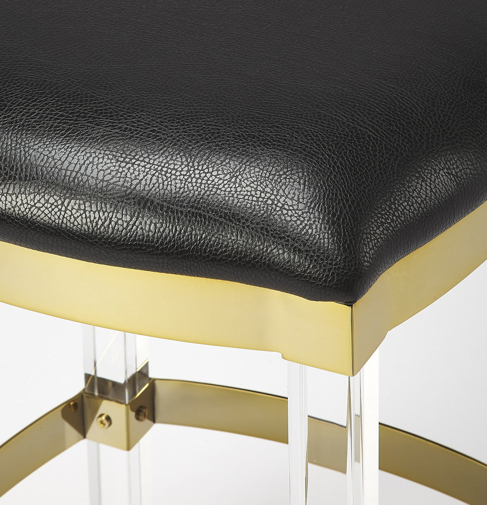 Butler Specialty Company - Jordan Acrylic & Leather 24" Counter Stool, Black - 5322034