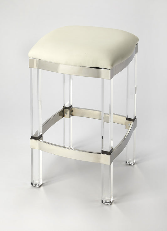 Butler Specialty Company - Jordan Acrylic & Leather 24" Counter Stool, White - 5322411
