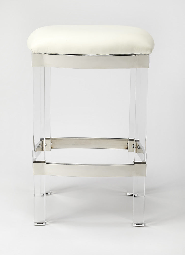 Butler Specialty Company - Jordan Acrylic & Leather 24" Counter Stool, White - 5322411