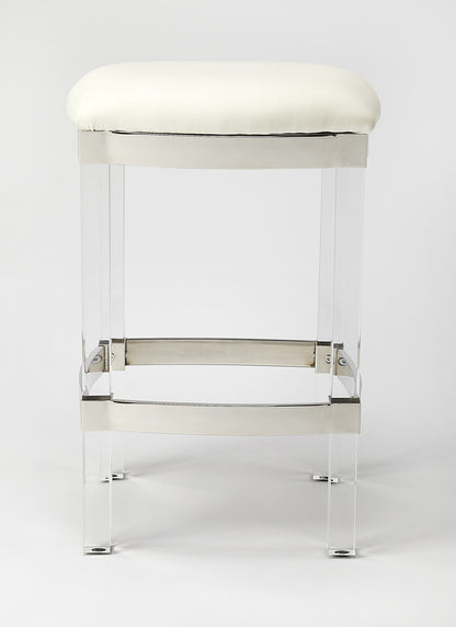Butler Specialty Company - Jordan Acrylic & Leather 24" Counter Stool, White - 5322411