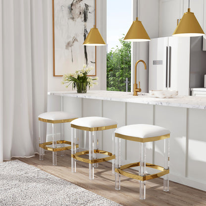 Butler Specialty Company - Jordan Acrylic & Polished Brass 24" Counter Stool, White - 5322402