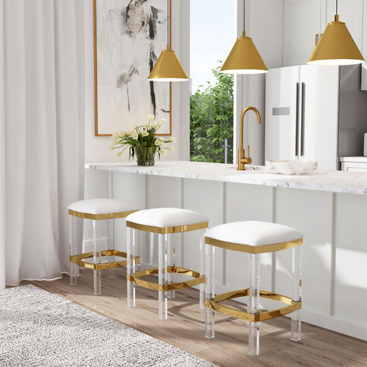 Butler Specialty Company - Jordan Acrylic & Polished Brass 24" Counter Stool, White - 5322402