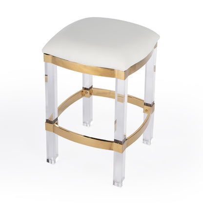 Butler Specialty Company - Jordan Acrylic & Polished Brass 24" Counter Stool, White - 5322402