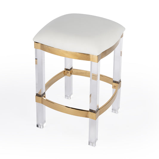 Butler Specialty Company - Jordan Acrylic & Polished Brass 24" Counter Stool, White - 5322402