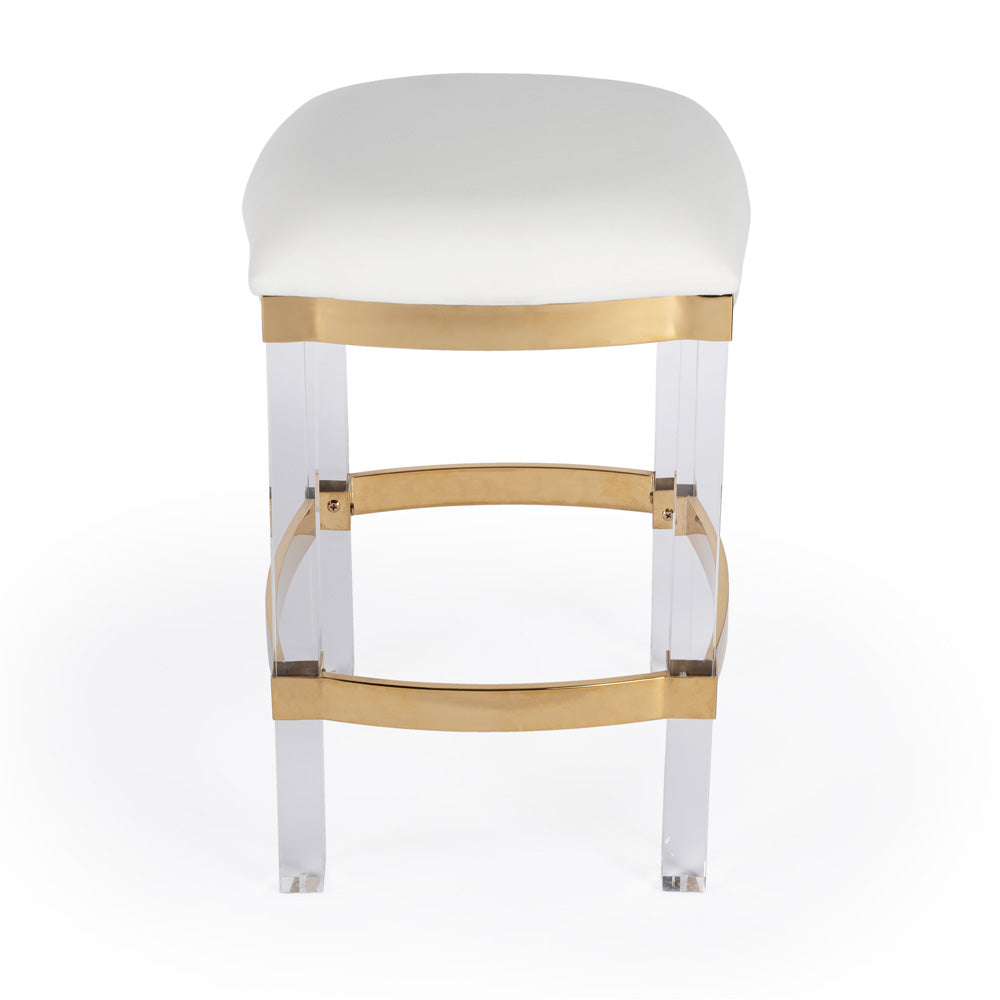 Butler Specialty Company - Jordan Acrylic & Polished Brass 24" Counter Stool, White - 5322402