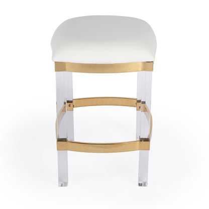 Butler Specialty Company - Jordan Acrylic & Polished Brass 24" Counter Stool, White - 5322402