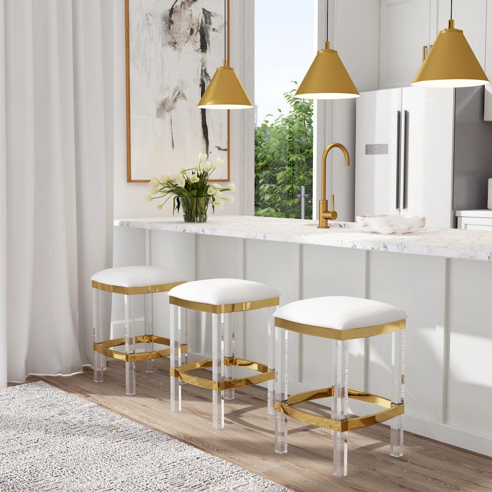 Butler Specialty Company - Jordan Acrylic & Polished Brass 24" Counter Stool, White - 5322402 view 6